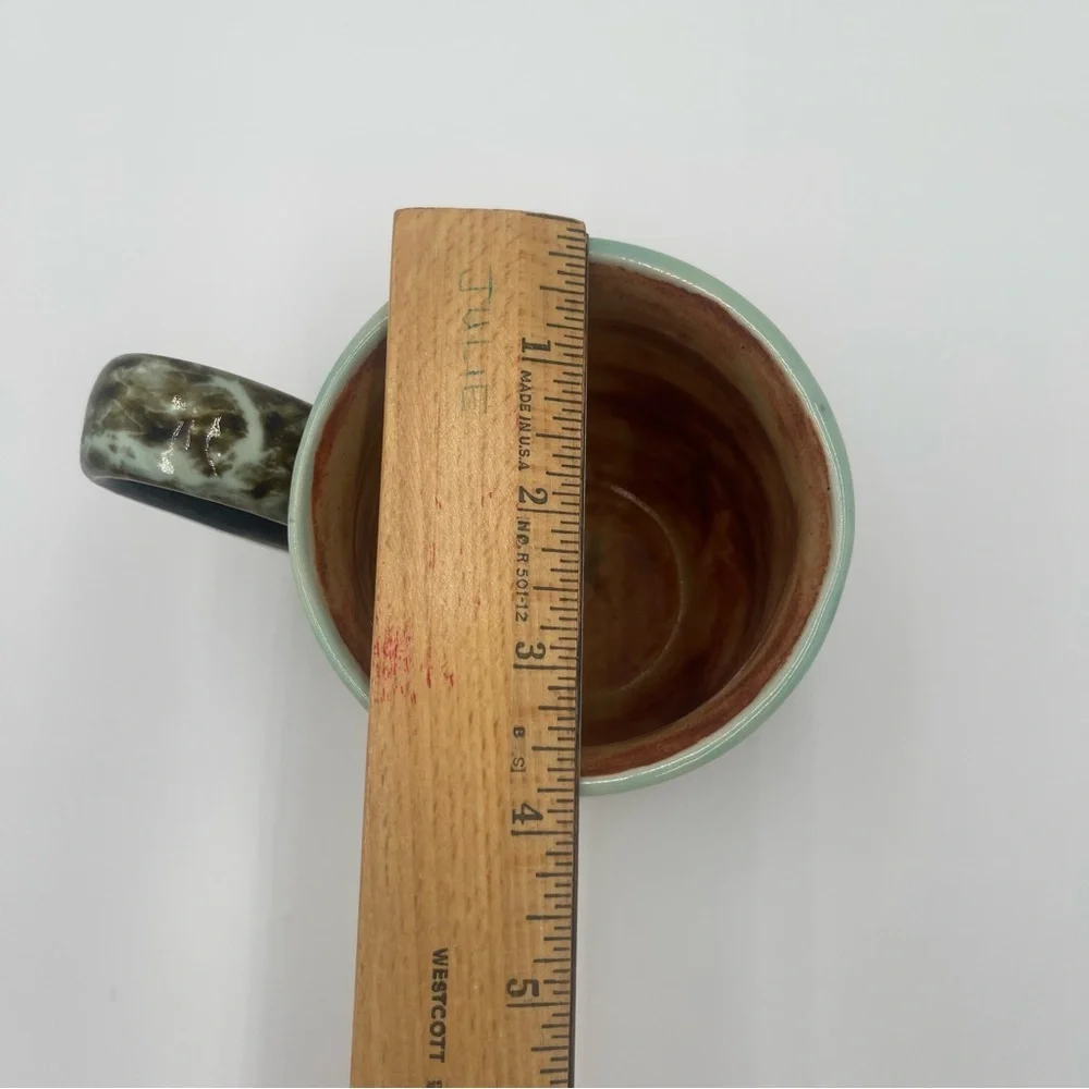 Stoneware Coffee Mug Large Size Hand Painted Unique Earthy